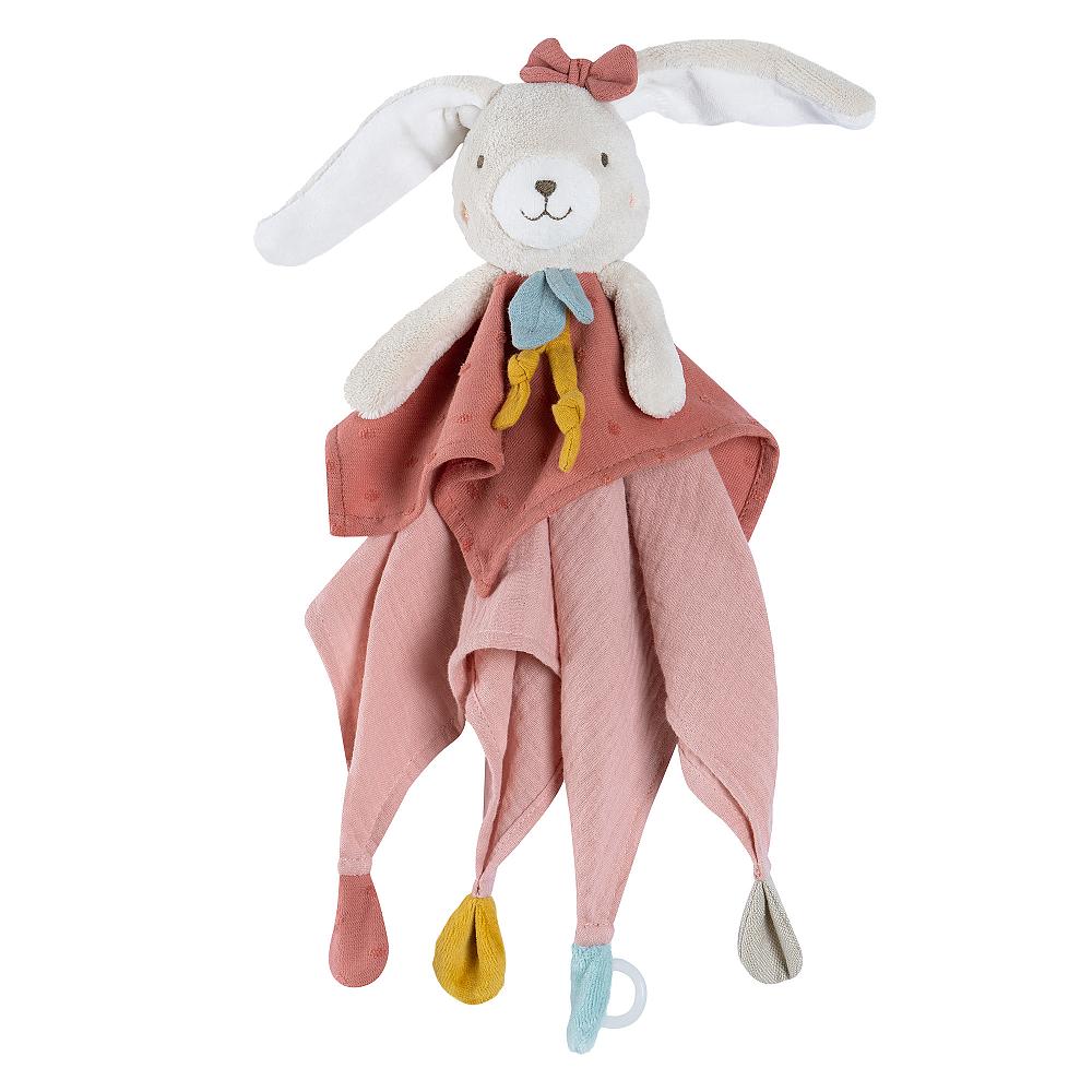 Fehn NATUR Knuffeldoek Haas met fopspeenbevestiging