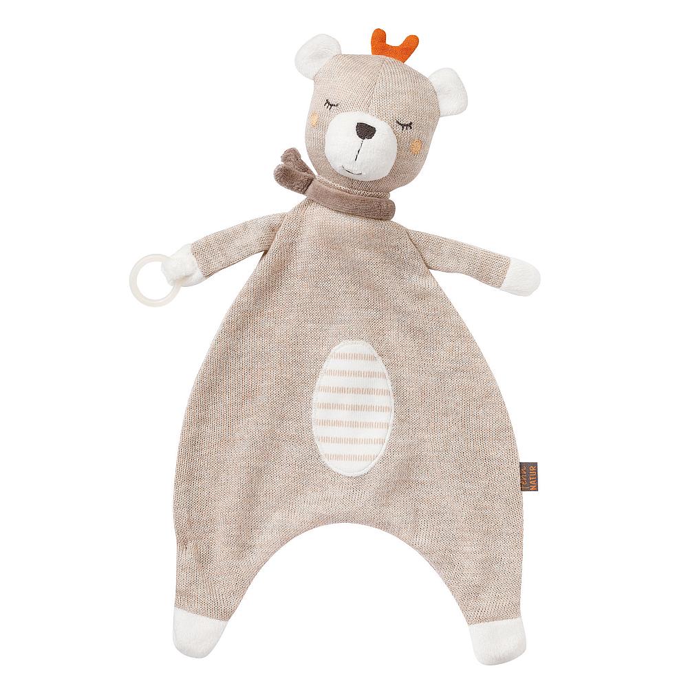 Fehn NATUR Knuffeldoek Teddybeer met fopspeenbevestiging
