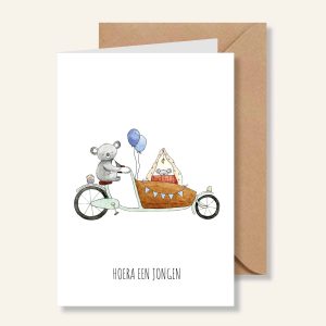 Kaartje – Bakfiets Hoera een jongen