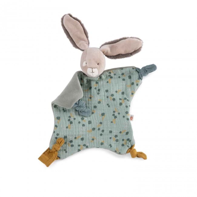 Moulin Roty Knuffeldoekje Konijn Salie, 'Trois Petits Lapins'