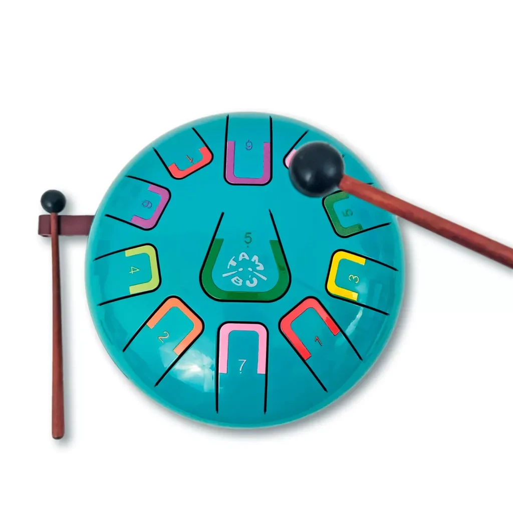 Tambú 11 tonen - Mat Turquoise - Stalen Tong Drum