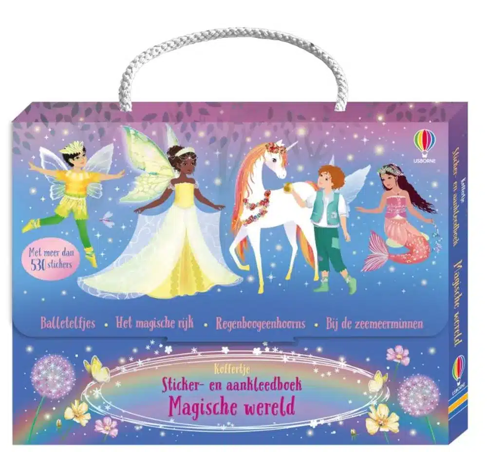 Koffertje Magische wereld. Sticker- en aankleedboek.