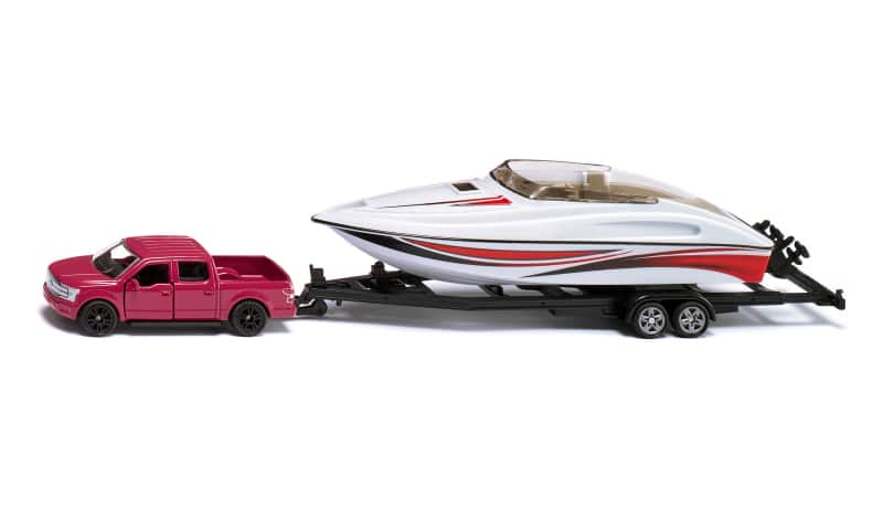 Ford F150 met motorboot op trailer