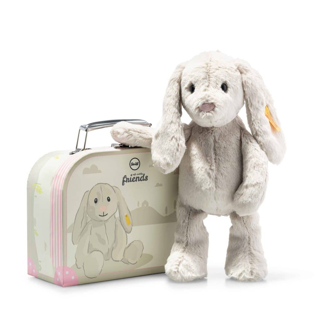 Steiff - Hoppie rabbit in suitcase, light grey