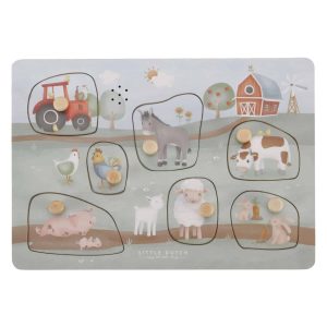 Little Dutch Houten Geluiden Noppenpuzzel Little Farm FSC, 7st